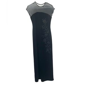 Tom barra vintage velvet dress sleeveless 6 Jeffrey Darce sheer bodice